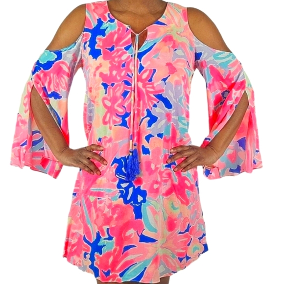 Lilly Pulitzer Open Shoulder Flare Sleeve Benicia Tunic Dress - Picture 1 of 7